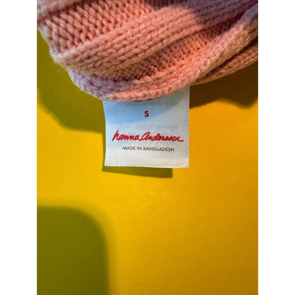 NWOT Hanna Andersson Kids Pink Ribbed Knit Beanie Multi-Color Pom Pom Hat Small